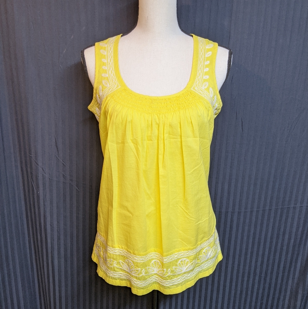 Banana Republic Embroidered Tank Top, Yellow | XS